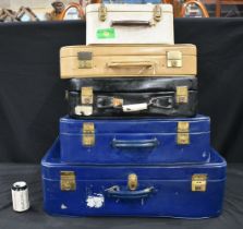 Three handmade vintage Morton of London suitcases cases together with another suitcase and a
