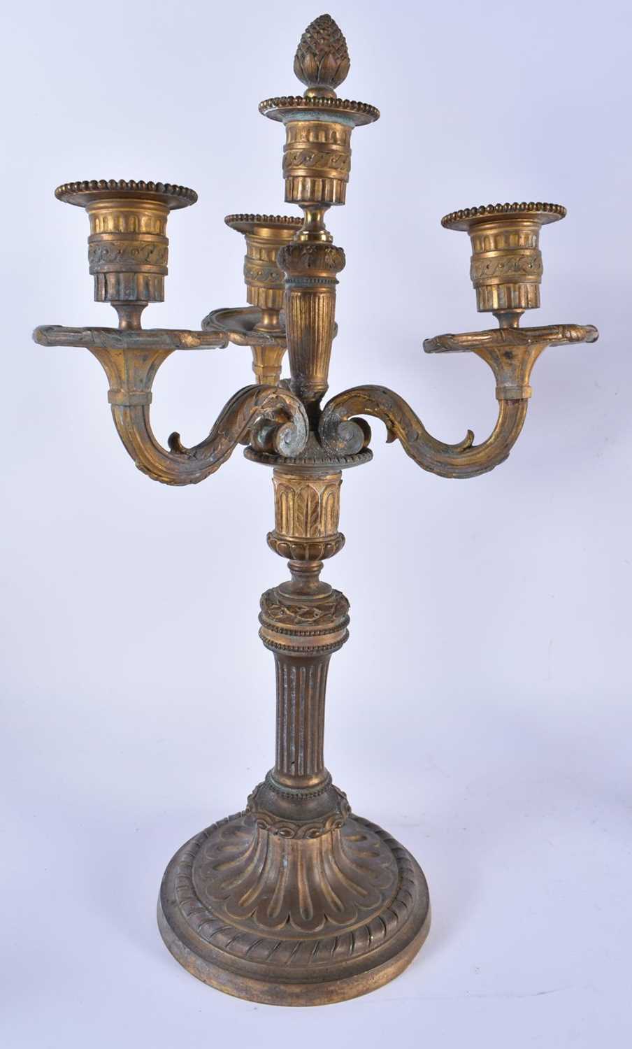 A LARGE PAIR OF 19TH CENTURY FRENCH BRONZE TRIPLE BRANCH CANDELABRA formed with scrolling arms. 45cm - Image 3 of 21