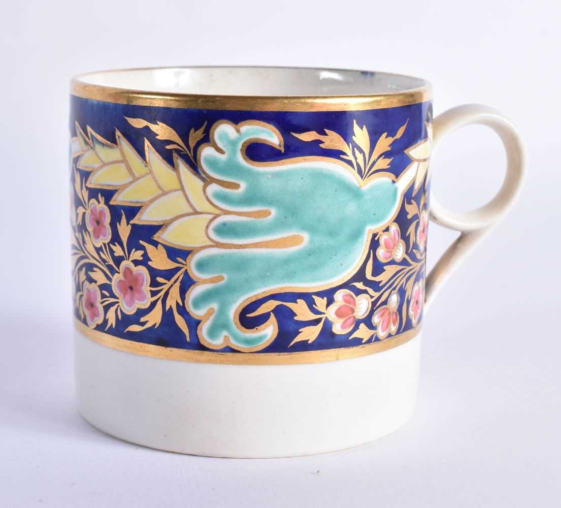 Coalport coffee can painted with an imari pattern, another with a rare shipping scene, a third - Image 6 of 9
