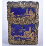 A LOVELY 18TH CENTURY GEORGE III ENAMEL AND BRONZE COUNTRY HOUSE BOX painted with chinoiserie