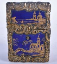 A LOVELY 18TH CENTURY GEORGE III ENAMEL AND BRONZE COUNTRY HOUSE BOX painted with chinoiserie