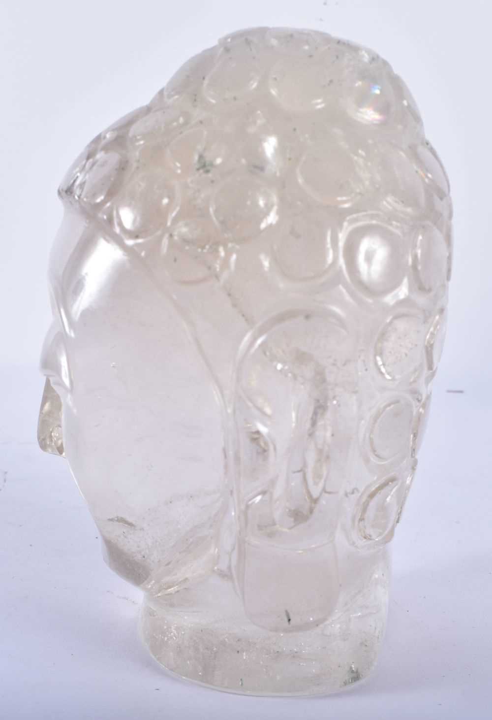 A LARGE 19TH CENTURY CHINESE CARVED ROCK CRYSTAL BUDDHA HEAD Qing, surrenly modelled upon an - Image 2 of 4