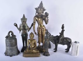 A LARGE LATE 19TH CENTURY INDIAN BRONZE FIGURE OF THE GODDESS TARA together with a Chinese bronze