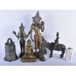 A LARGE LATE 19TH CENTURY INDIAN BRONZE FIGURE OF THE GODDESS TARA together with a Chinese bronze