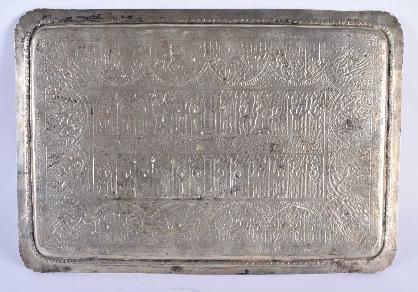 AN ANTIQUE PERSIAN IRANIAN SILVER TEASET ON TRAY. 1158 grams. Largest 32 cm x 22 cm. (8) - Image 5 of 9