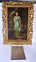 Thomas Benjamin Kennington (1856-1916) Oil on canvas, Lady Hartland. period florentine giltwood