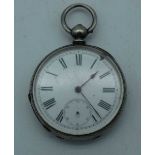 AN ANTIQUE SILVER POCKET WATCH. 83 grams. 4.75 cm diameter.