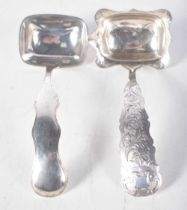 Two Continental Silver (possibly Dutch) Sauce Ladles. Largest 16cm x 6 cm, total weight 84g (2)