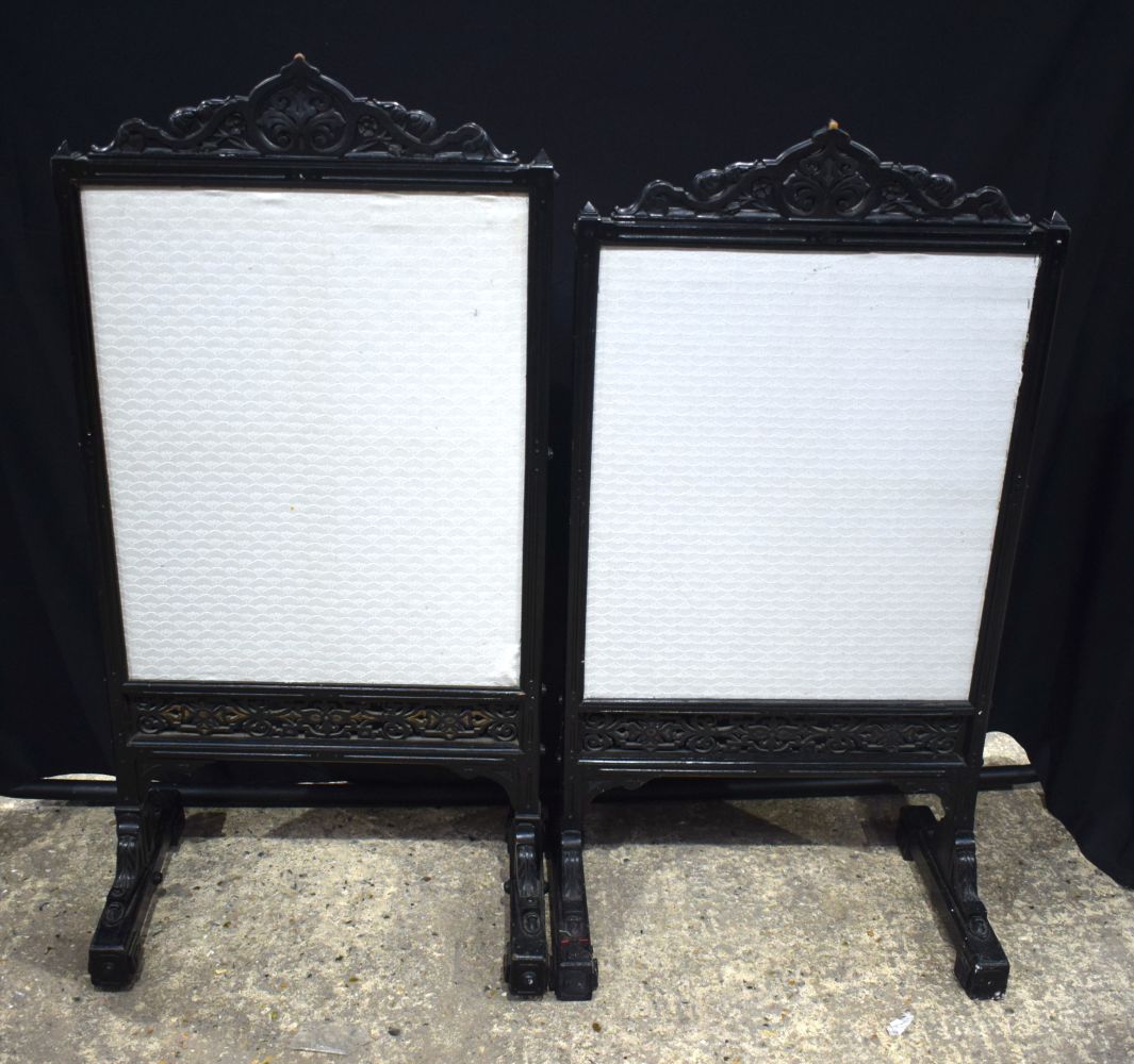 A near pair of wooden framed firescreens with glazed embroidered panels 114 cm (2). - Image 9 of 9