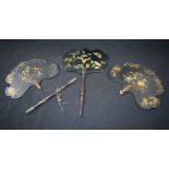 A collection of Victorian Chinoiserie lacquered fire screens 39 x 24 cm