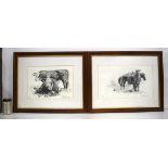 A pair of framed limited edition Prints of animals by Bill Owen 26 x 35 cm (2)