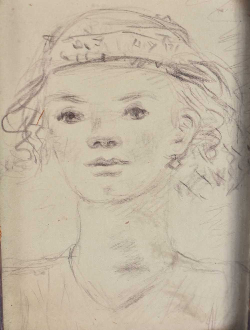 European School (C1900) Pencil sketch, Portrait. 24 cm x 18cm. - Image 2 of 5