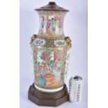 A LARGE 19TH CENTURY CHINESE FAMILLE ROSE PORCELAIN LAMP Qing. 46 cm x 18cm.