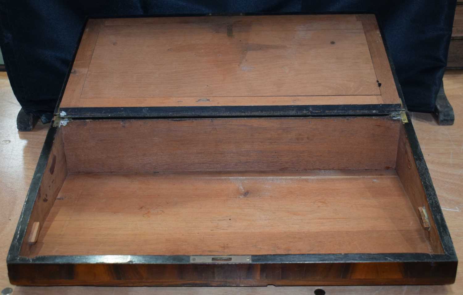 A 19th Century Rosewood wooden Campaign writing box 23 x 56 x 28 cm. - Image 5 of 10