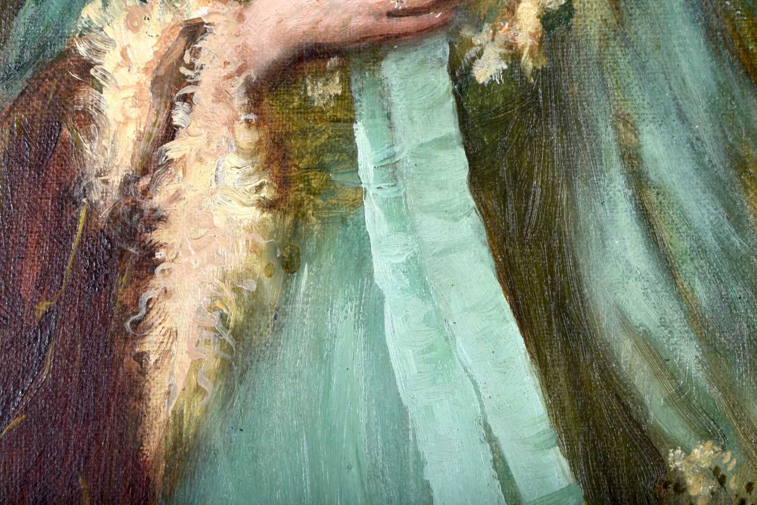 Thomas Benjamin Kennington (1856-1916) Oil on canvas, Lady Hartland. period florentine giltwood - Image 4 of 7