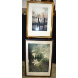 A large framed print by Robert Bellamy " Starlings at Bosham"together with another print by Pedro