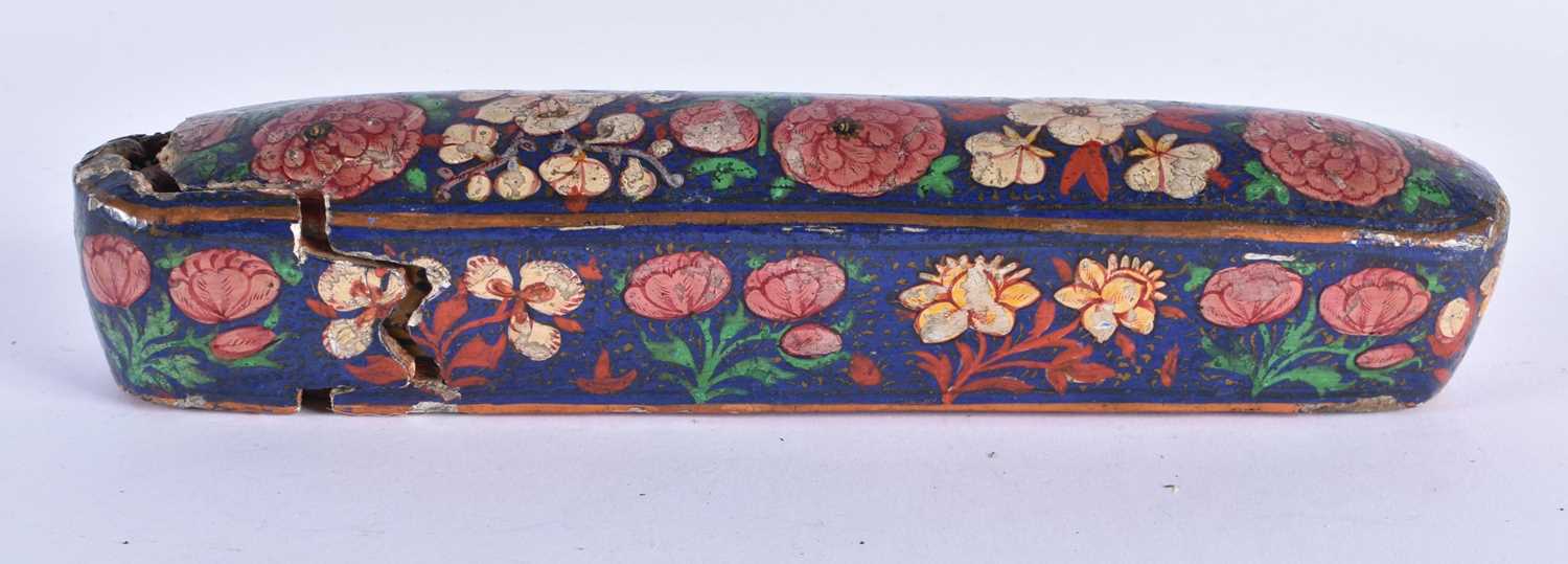 TWO 19TH CENTURY PERSIAN LACQUERED PEN BOXES Qualamdan, one painted with figures within an interior, - Image 4 of 7