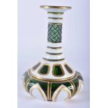 A 19TH CENTURY BOHEMIAN GREEN AND WHITE ENAMELLED GLASS VASE with jewelled lozenge decoration to the