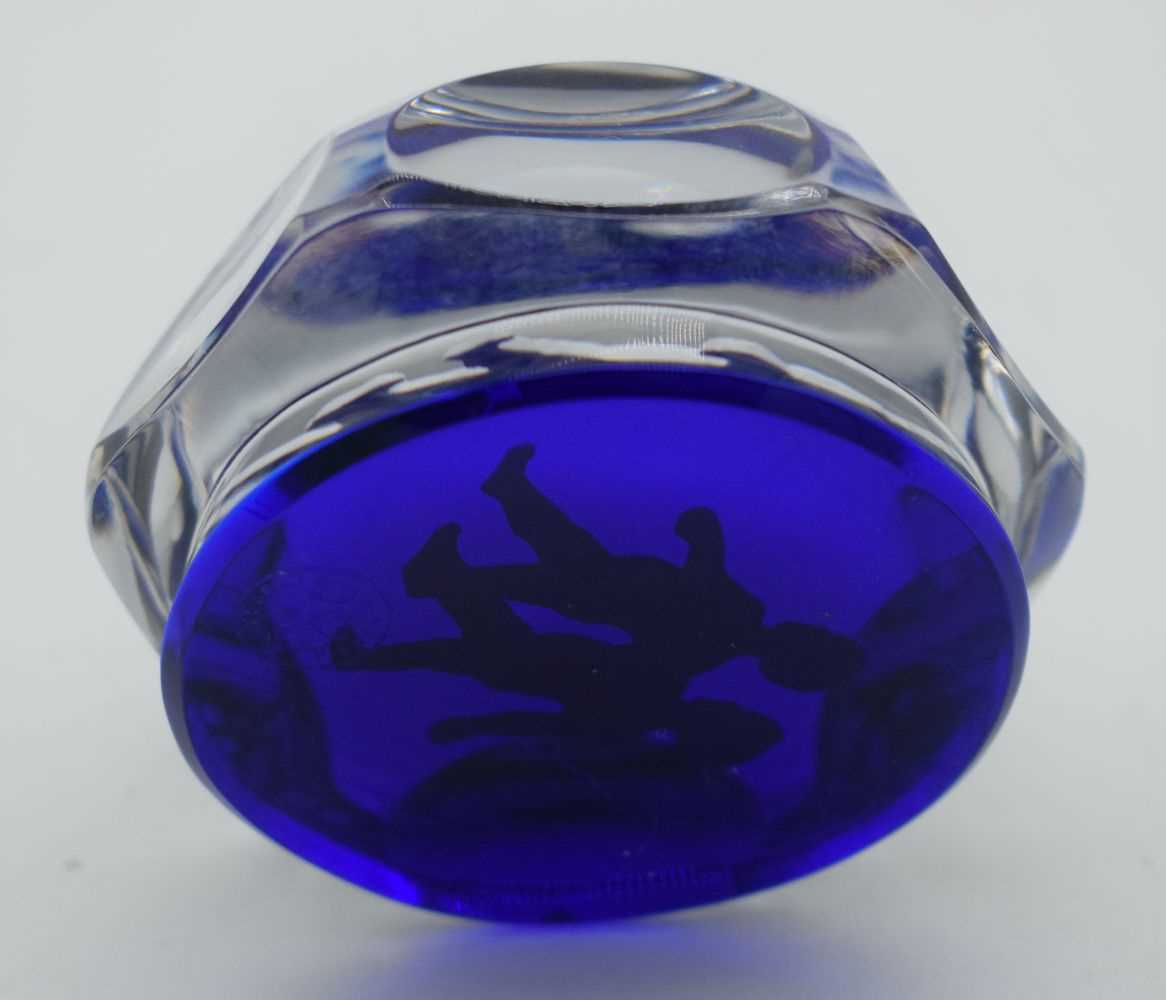 A FRENCH BACCARAT SULPHIDE GLASS PAPERWEIGHT. 325 grams. 6.5 cm x 3.75 cm. - Image 2 of 3