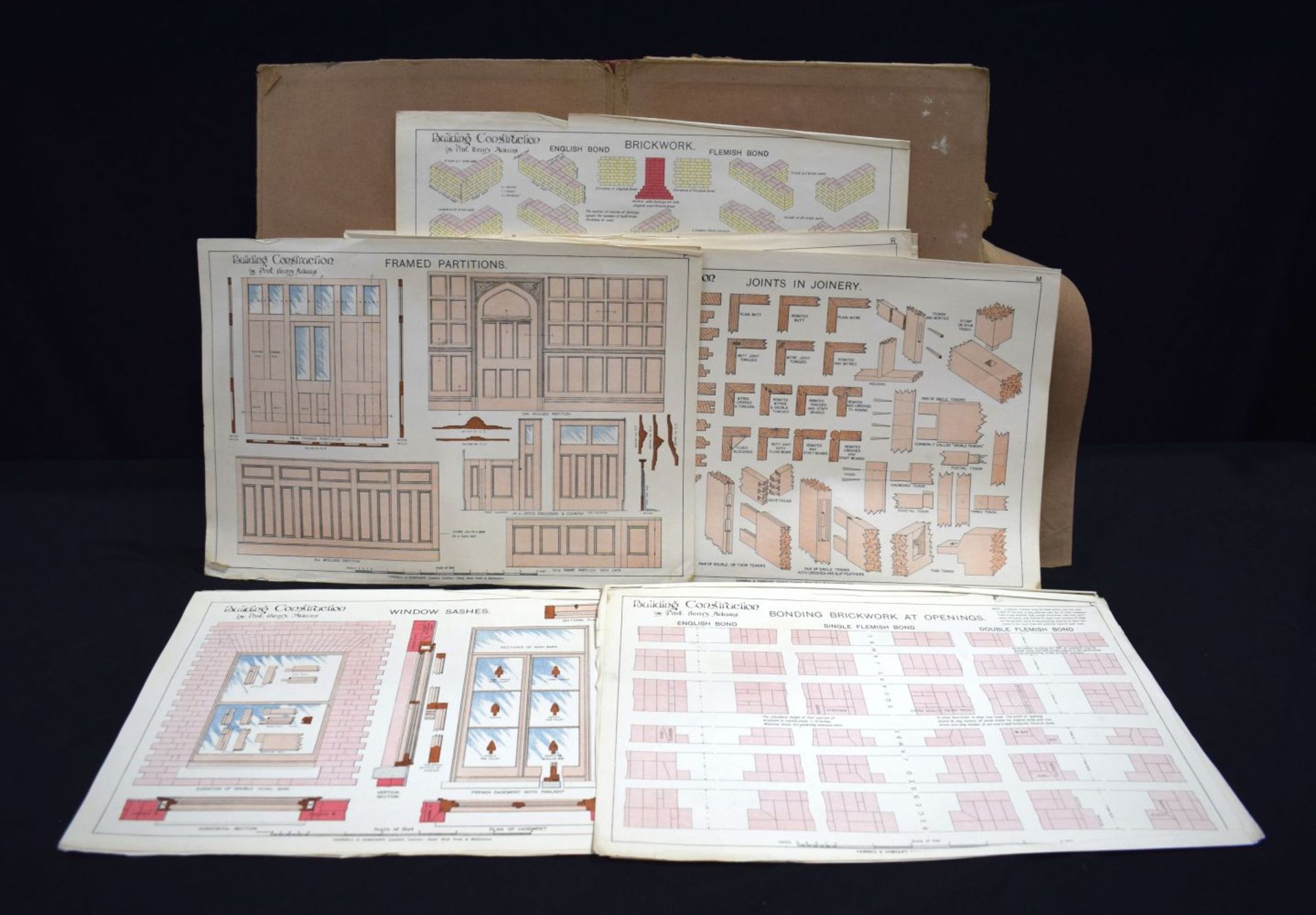 A folio of Building construction Architects plans and coloured plates by Professor Henry Adams 47 x - Image 5 of 5