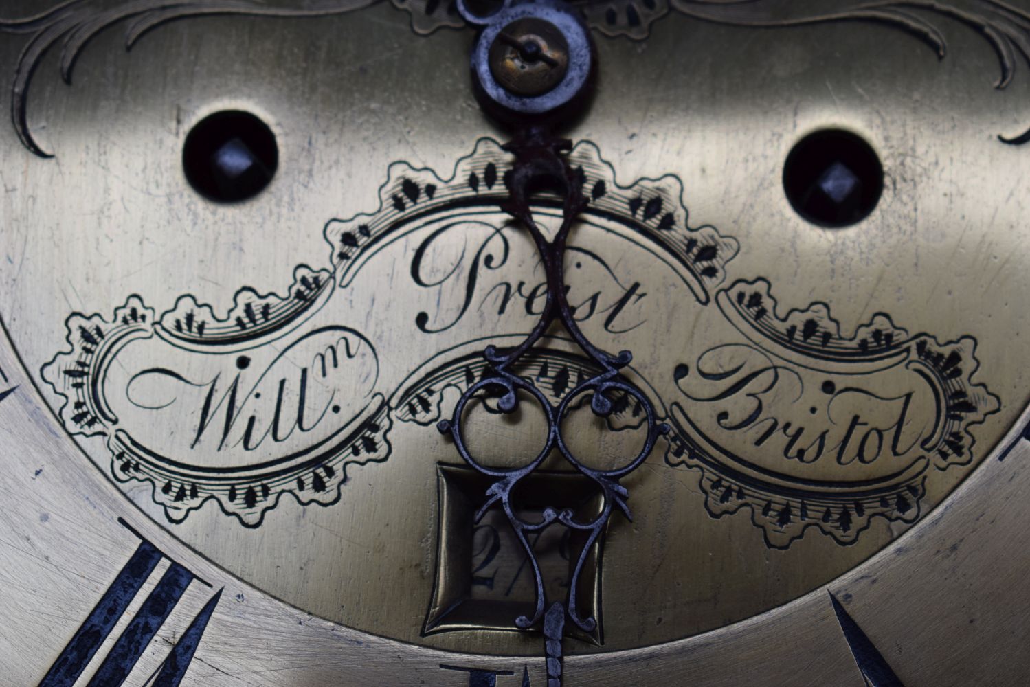 A Grandfather clock by William Priest, Bristol 218cm Face 28 cm. - Image 10 of 14