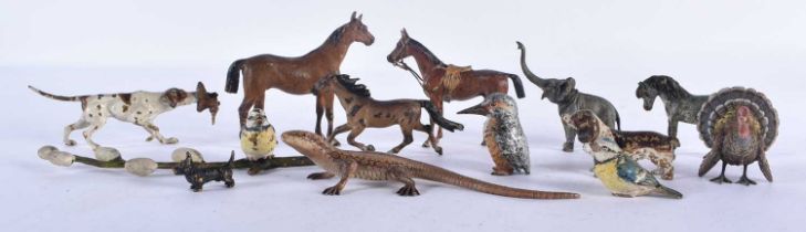 A COLLECTION OF LATE 19TH/20TH CENTURY AUSTRIAN COLD PAINTED BRONZE FIGURES including horses,