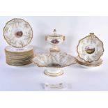 A FINE EARLY 19TH CENTURY FLIGHT BARR AND BARR WORCESTER DESSERT SERVICE painted with landscapes and