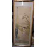 A CHINESE REPUBLICAN PERIOD INK WATERCOLOUR LANDSCAPE depicting a female within a landscape. 122