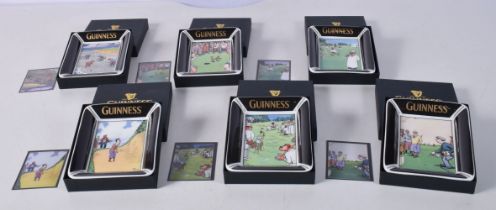 A Collection of Millennium collectables Golf and Cricket related Guinness Boxed pin trays 11 x 8.5