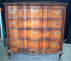 An 18th Century Continental 4 drawer Serpentine fronted chest 113 x 115 x 67 cm.