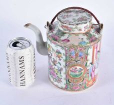 A 19TH CENTURY CHINESE CANTON FAMILLE ROSE PORCELAIN TEAPOT AND COVER Qing. 18cm x 17 cm.