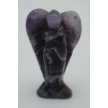 A CARVED AMETHYST STONE ANGEL. 95 grams. 7.5 cm x 4.25cm.