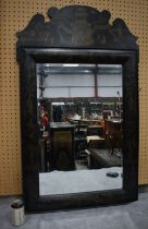 A large Chinoiserie bevelled mirror 116 x 72 cm