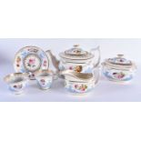 AN EARLY 19TH CENTURY CHAMBERLAINS WORCESTER PART TEASET painted with floral sprays, under a moulded