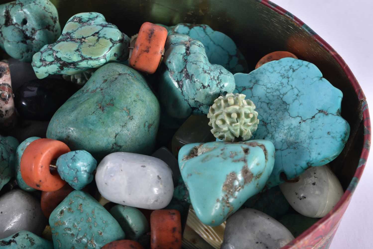 A Tin containing a quantity of Hardstones incl Turquoise, Lapis, Agate etc (qty) - Image 3 of 3