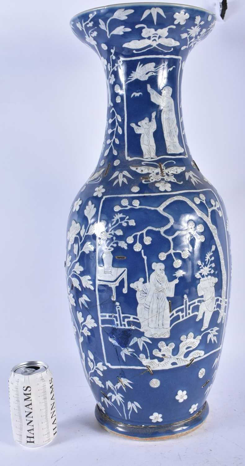 A LARGE 19TH CENTURY CHINESE POWDER BLUE GLAZED PORCELAIN VASE Qing. 59 cm x 24 cm.