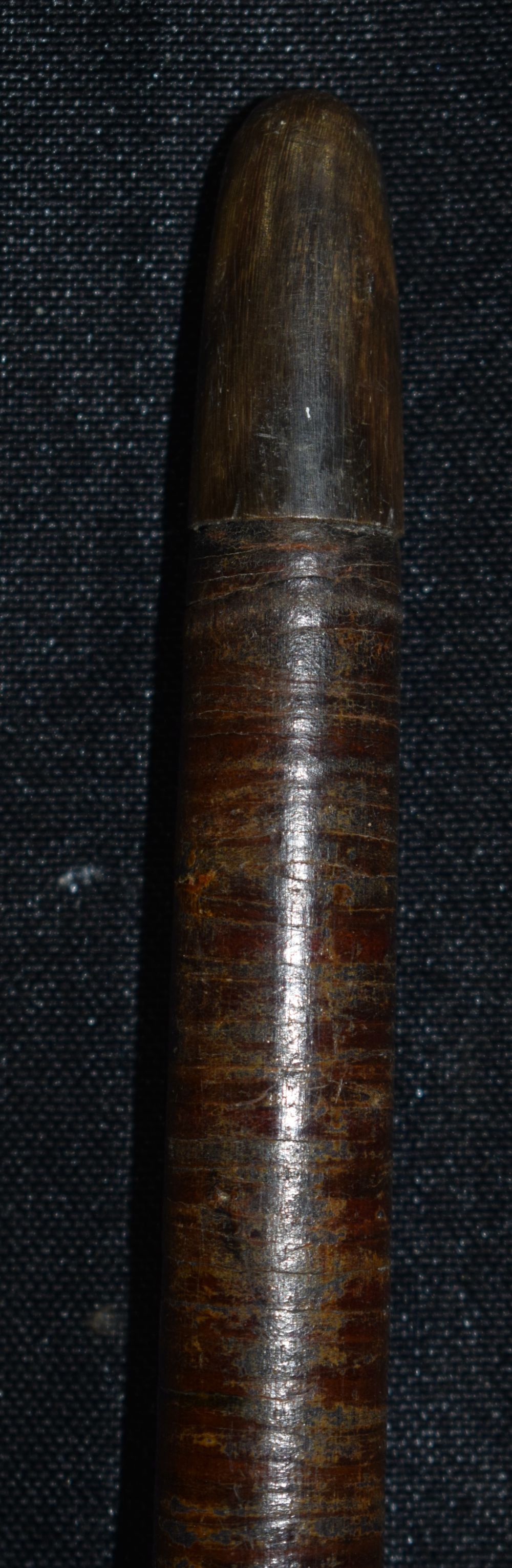 An Indian leather encased Military Swagger stick with Rhino horn handle and collars together with - Image 10 of 10