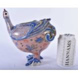 A VERY RARE 18TH CENTURY CHINESE PORCELAIN BIRD FORM CENSER modelled as a standing mythical bird