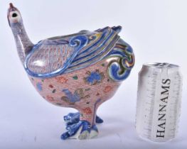 A VERY RARE 18TH CENTURY CHINESE PORCELAIN BIRD FORM CENSER modelled as a standing mythical bird