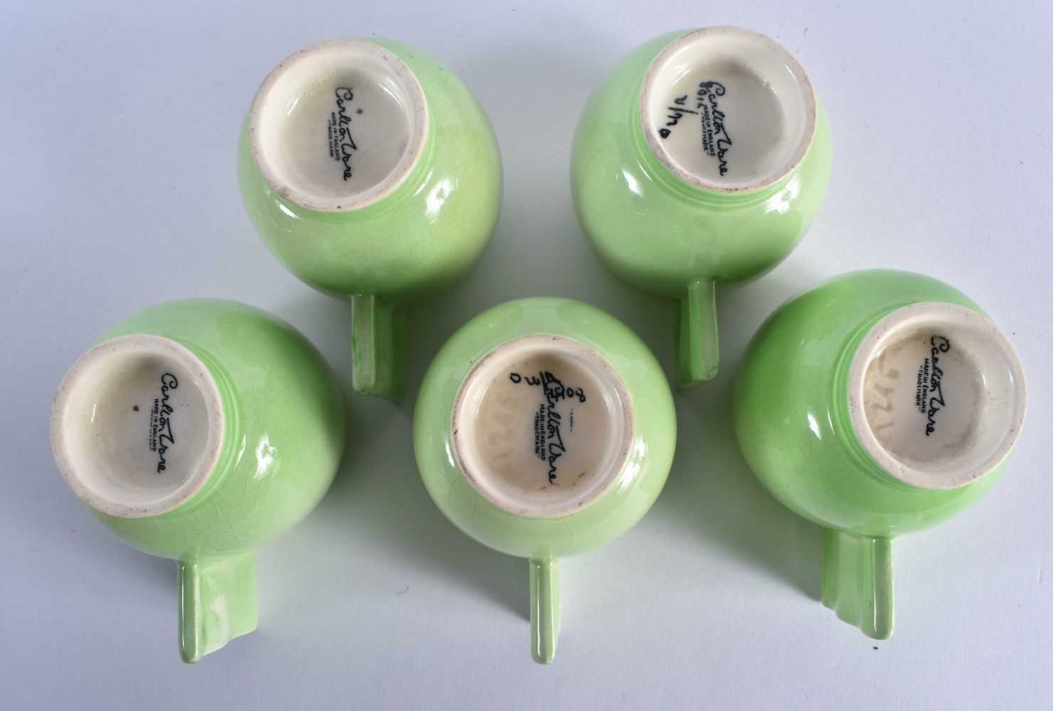 A SET OF FIVE APPLE GREEN CARLTON WARE CUPS AND SAUCERS. (10) - Image 6 of 6