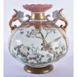 A 19TH CENTURY JAPANESE MEIJI PERIOD TWIN HANDLED KUTANI PORCELAIN VASE painted with scholars and
