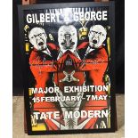 A framed Gilbert & George signed Exhibition poster 75 x 50 cm