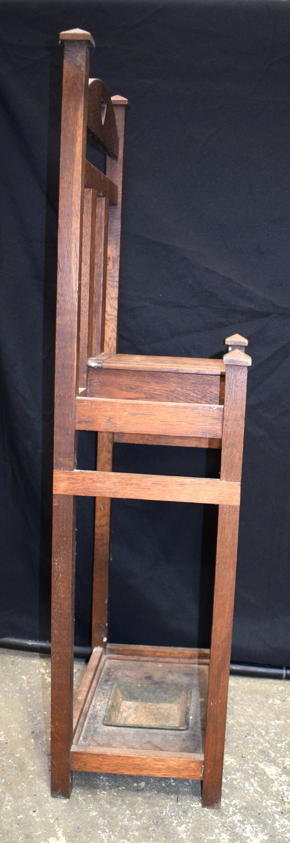 An Arts and Crafts oak stick stand 126 x 43 x 29 .5 - Image 9 of 10