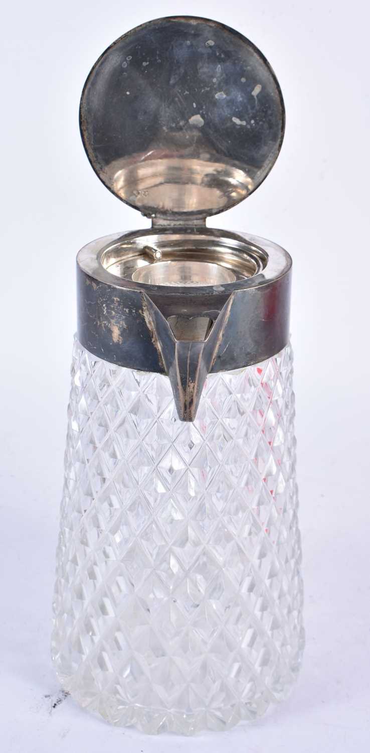 A Silver Mounted Claret Jug with Hob Nail Cut Glass. 22cm x 17cm x 12cm - Image 3 of 4