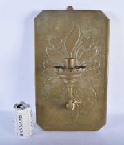 A LARGE ARTS AND CRAFTS COUNTRY HOUSE REPOUSSE WALL SCONCE decorated with a floral spray. 43 cm x 28