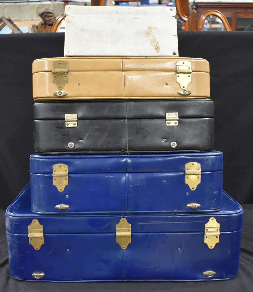 Three handmade vintage Morton of London suitcases cases together with another suitcase and a - Image 4 of 16