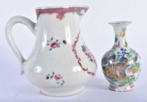 AN 18TH CENTURY CHINESE EXPORT FAMILLE ROSE JUG Qianlong, together with a Qing canton famille rose