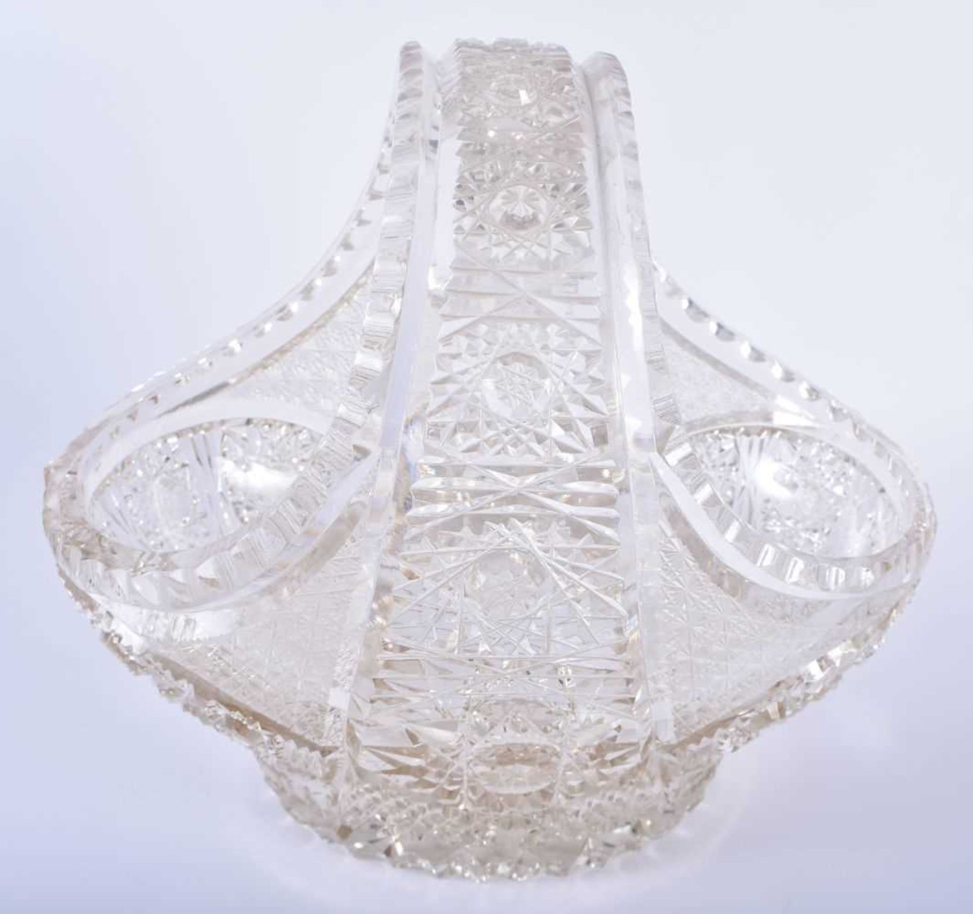 A FINE ANTIQUE CUT GLASS BASKET together with an antique English neo classical glass vase. Largest - Image 2 of 6