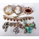 A Collection of Antique Jewellery including 3 Necklaces, A Pendant, Three Brooches and a Pair of