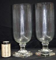 A pair of cut glass storm lamps 40 cm (2)